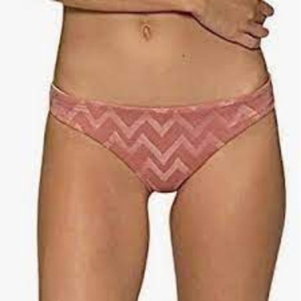 NEW! Tavik Bikini Bottoms Ali Mini Bottom Textured Chevron Rose Dawn - M